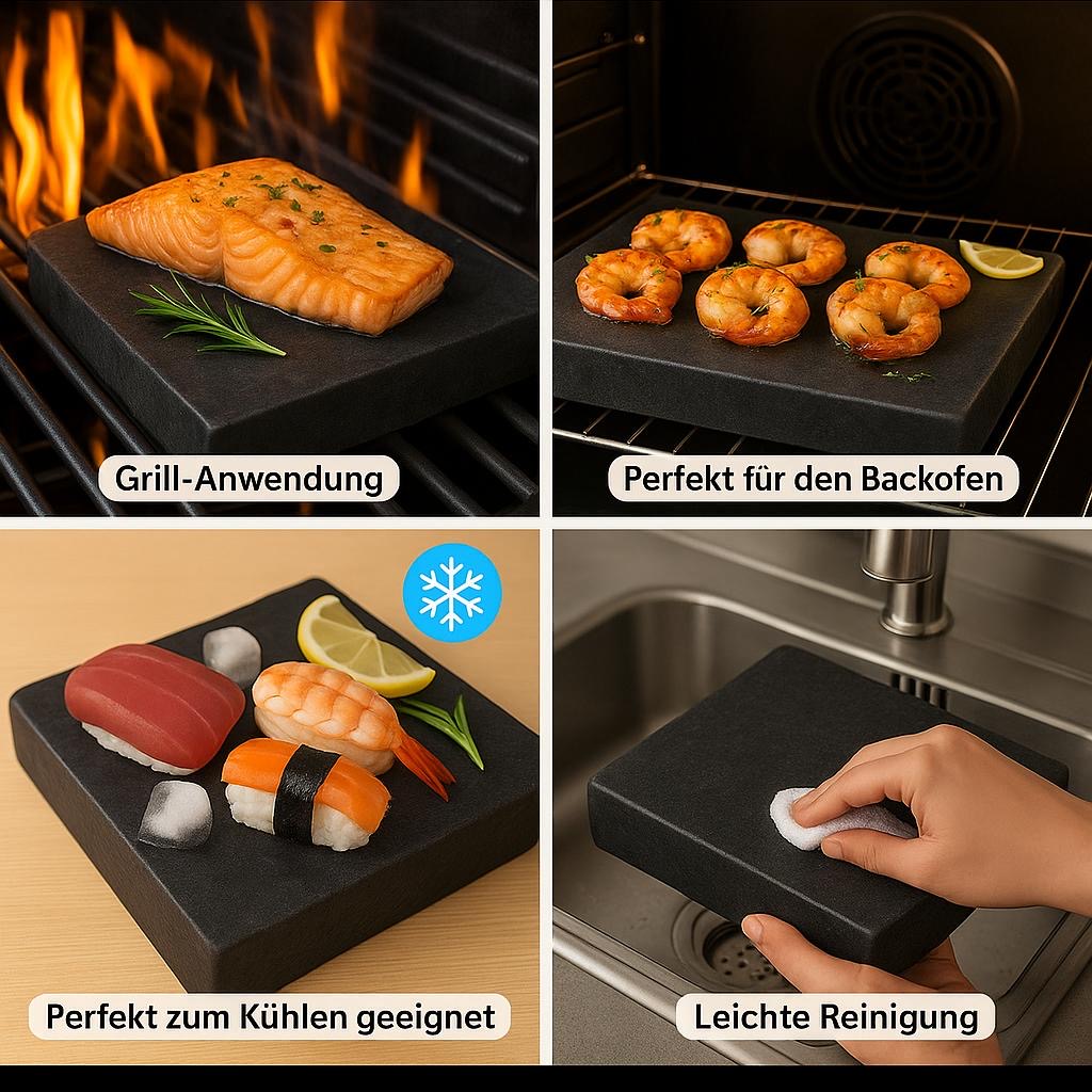 Slateex Speckstein Grillplatte 20x20x3 cm – Natursteinplatte aus Pietra Ollare