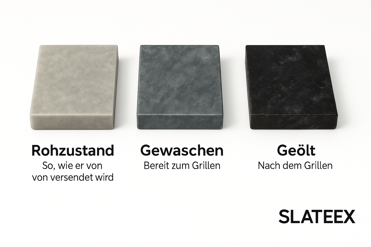 Slateex Speckstein Grillplatte 20x20x3 cm – Natursteinplatte aus Pietra Ollare