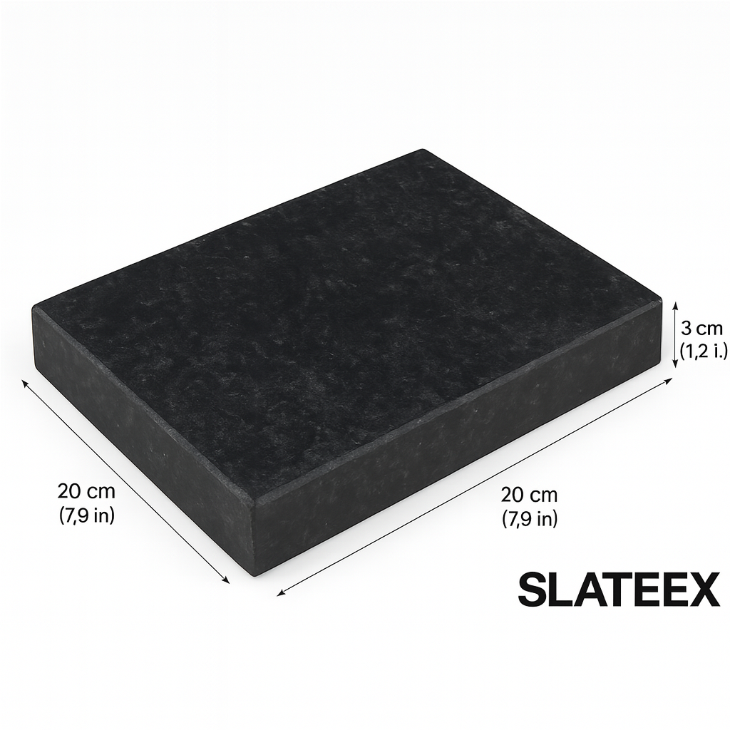 Slateex Speckstein Grillplatte 20x20x3 cm – Natursteinplatte aus Pietra Ollare